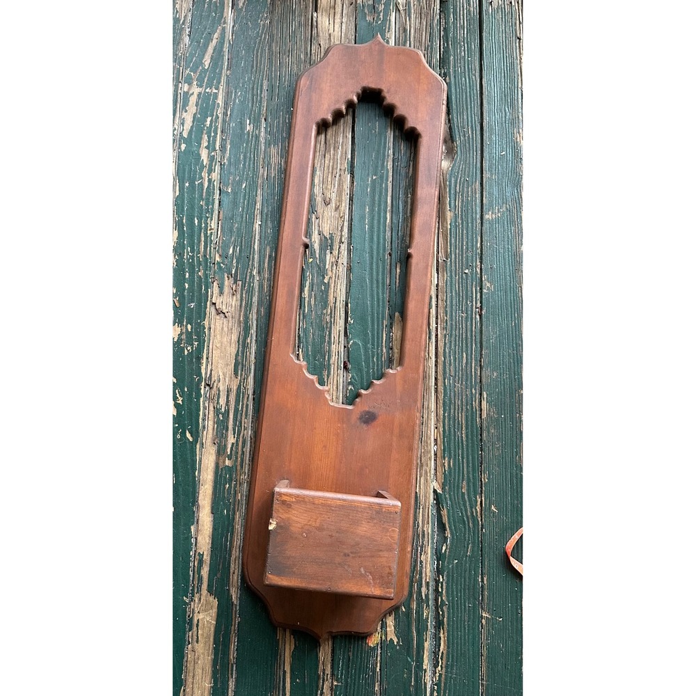 Vintage Tall Wood Wall Sconce Planter Box Scalloped Cutout Farmhouse Decor 46in